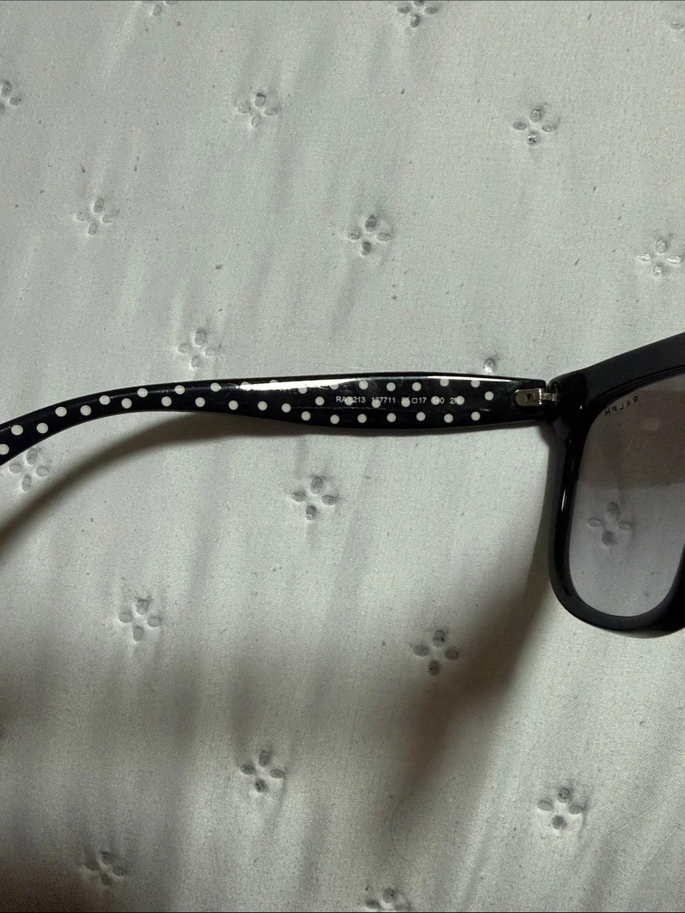 Ralph Lauren Black Cat-Eye Sunglasses with Polka Dot Interior